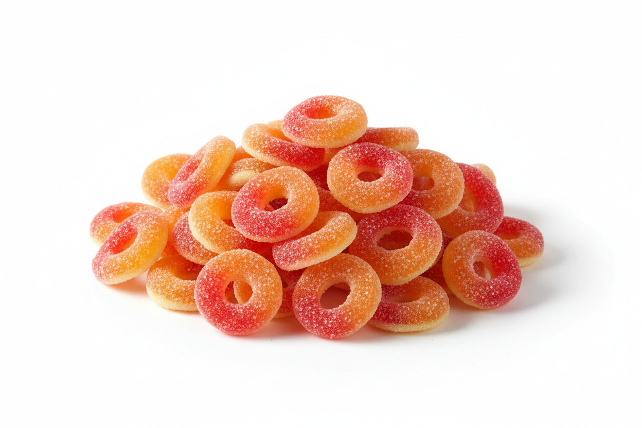 anneaux sucrés pêche